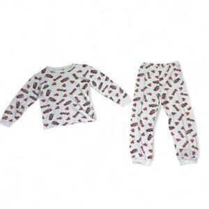 CW Fire Truck Pajama Set Boy Size 6/7 Y2K 2-Piece PJs Comfy Sleepwear Retro